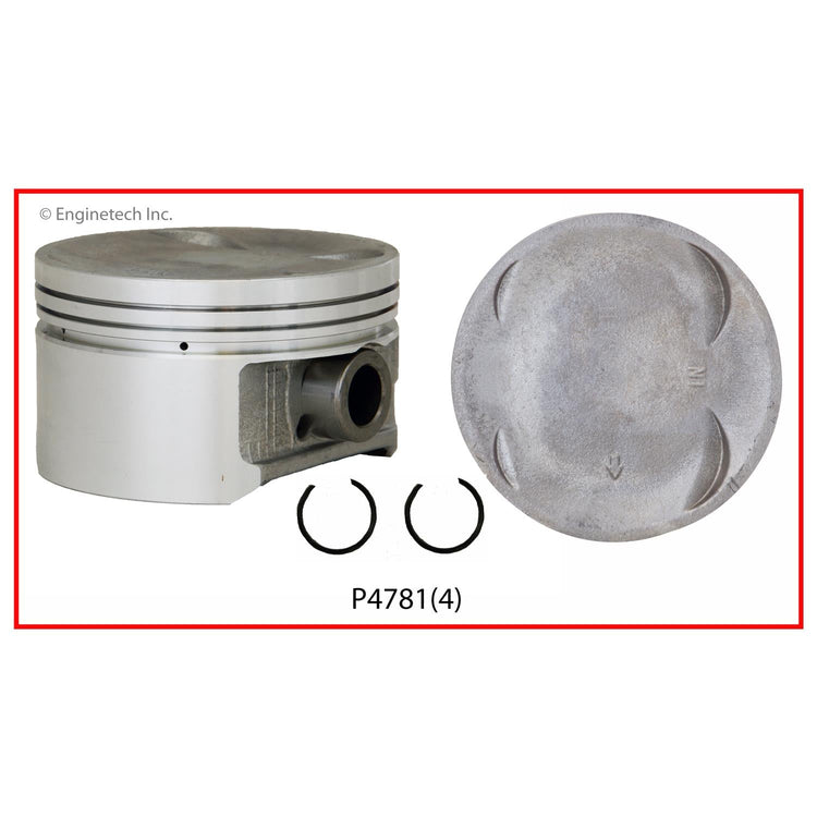 Enginetech P4781(4)STD Engine Piston Set Without Rings for Honda Accord (1998-2002)