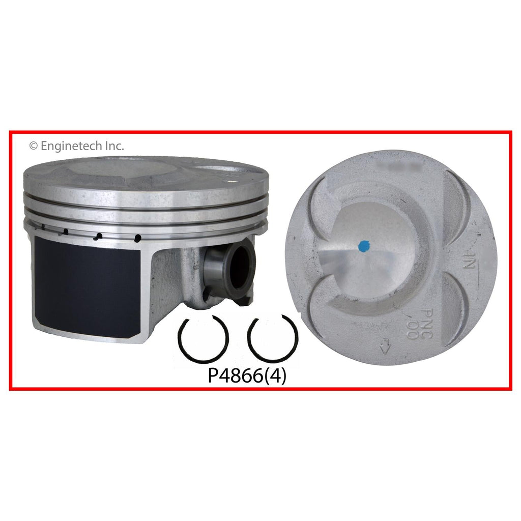 Enginetech P4866(4)STD Engine Piston Set Without Rings for Acura RSX (2002-2006)