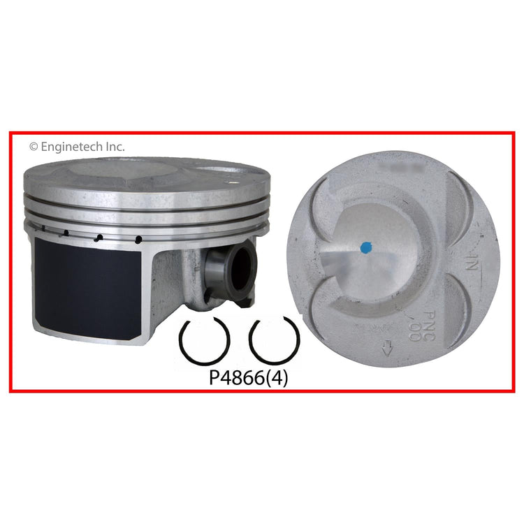 Enginetech P4866(4)STD Engine Piston Set Without Rings for Acura RSX (2002-2006)