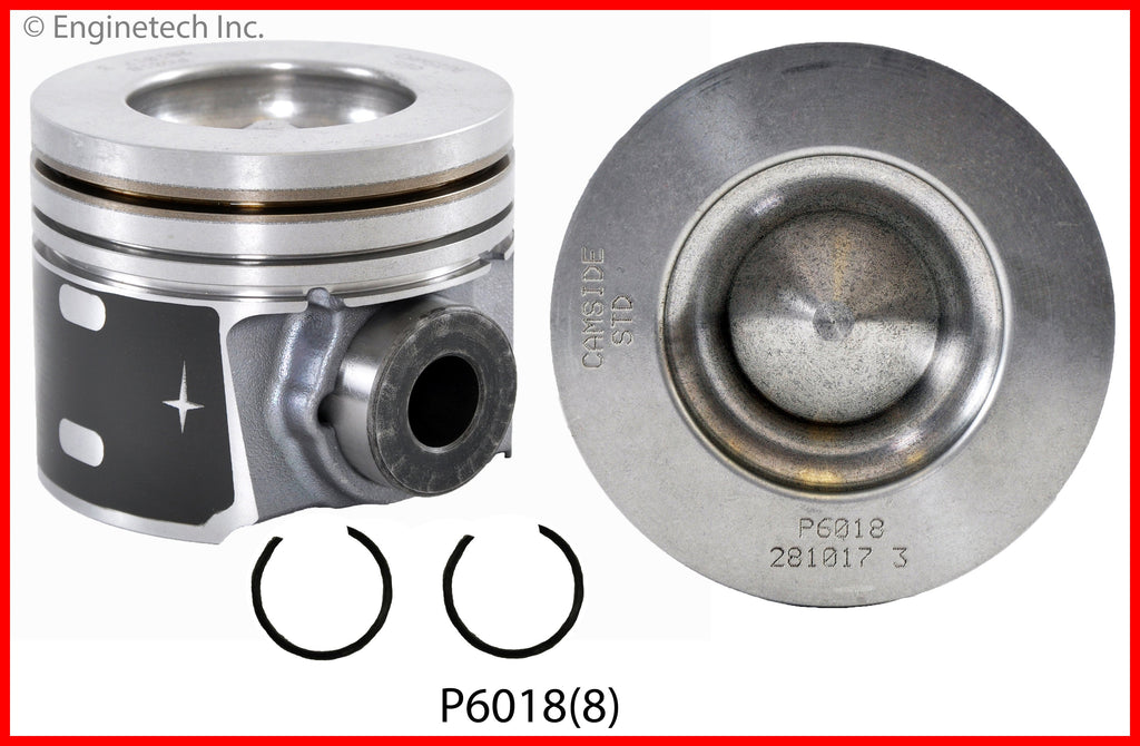 Enginetech P6018(8)STD Engine Piston Set Without Rings for Ford Super Duty (2008-2010)