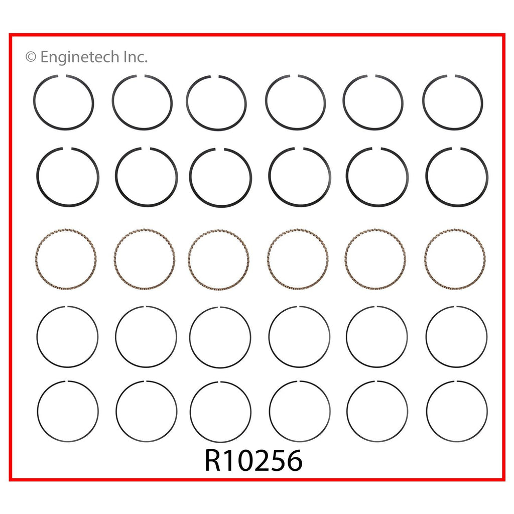 Enginetech R10256-STD Engine Cast Iron Piston Ring Complete Set for Domestic and Import Engines