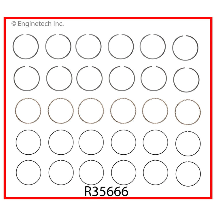 Enginetech R35666-.75 Engine Cast Iron Piston Ring Complete Set for GMC and Chevrolet Models