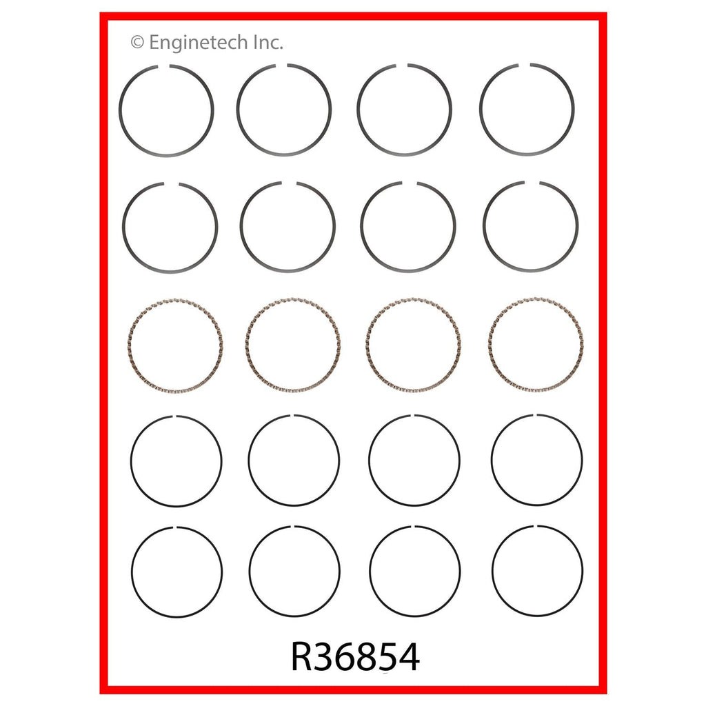 Enginetech R36854-040 Engine Cast Iron Piston Ring Complete Set for Ford Vehicles