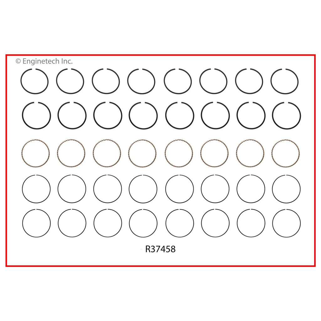 Enginetech R37458-STD Engine Cast Iron Piston Ring Complete Set for Domestic and Import Engines