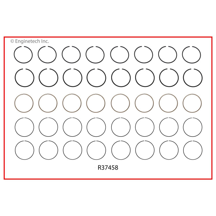Enginetech R37458-040 Engine Cast Iron Piston Ring Complete Set for Domestic and Import Engines