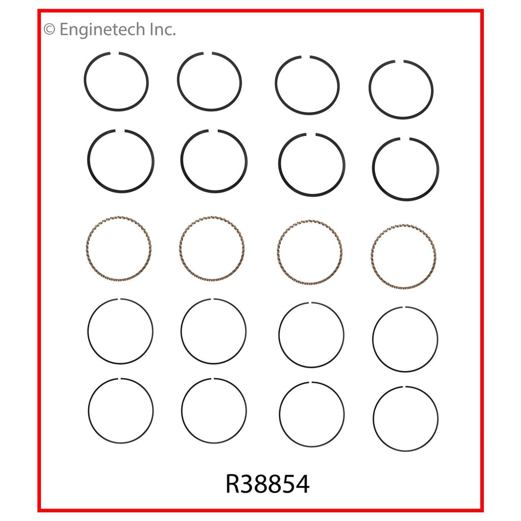 Enginetech R38854-020 Engine Cast Iron Piston Ring Complete Set for Chevrolet and GMC Vehicles