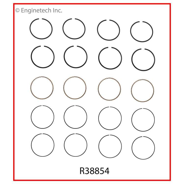 Enginetech R38854-040 Engine Cast Iron Piston Ring Complete Set for Chevy and GMC Models