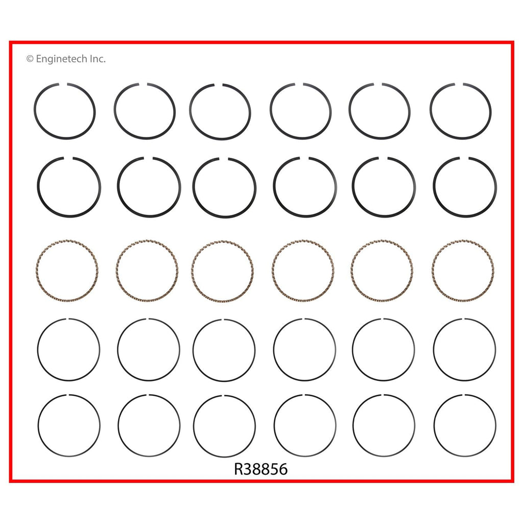 Enginetech R38856-060 Engine Cast Iron Piston Ring Complete Set for Small Block Engines