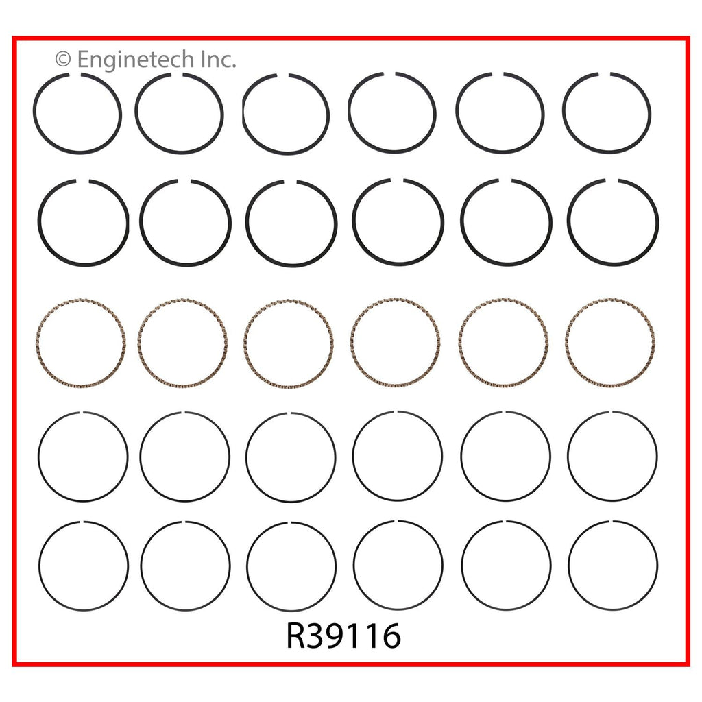 Enginetech R39116-STD Engine Cast Iron Piston Ring Set for Dodge B150 and B250 (1992-1998)