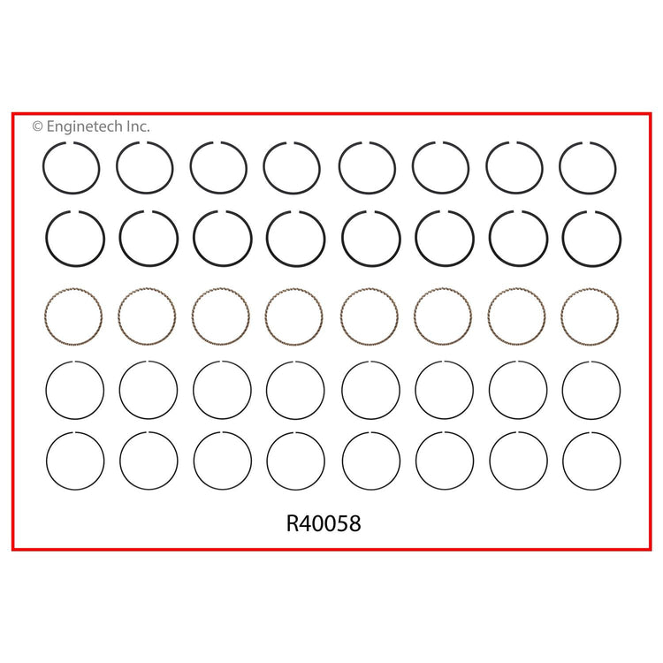 Enginetech R40058-030 Engine Cast Iron Piston Ring Complete Set for 4-Inch Diameter Engines