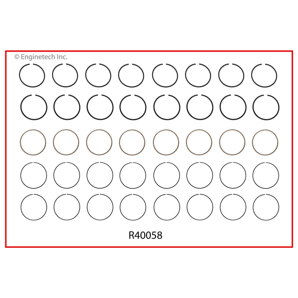 Enginetech R40058-040 Engine Cast Iron Piston Ring Complete Set for Domestic and Import Engines