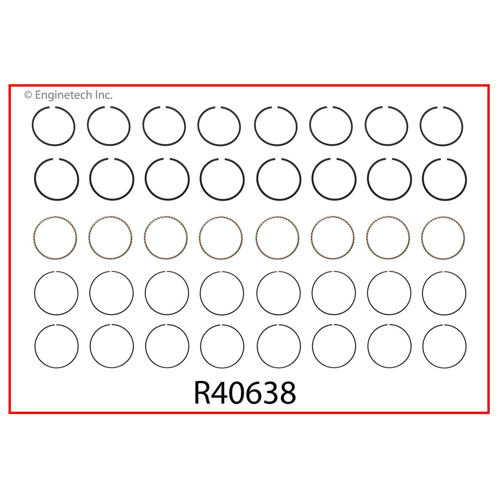 Enginetech R40638-040 Engine Cast Iron Piston Ring Set for Pontiac Models
