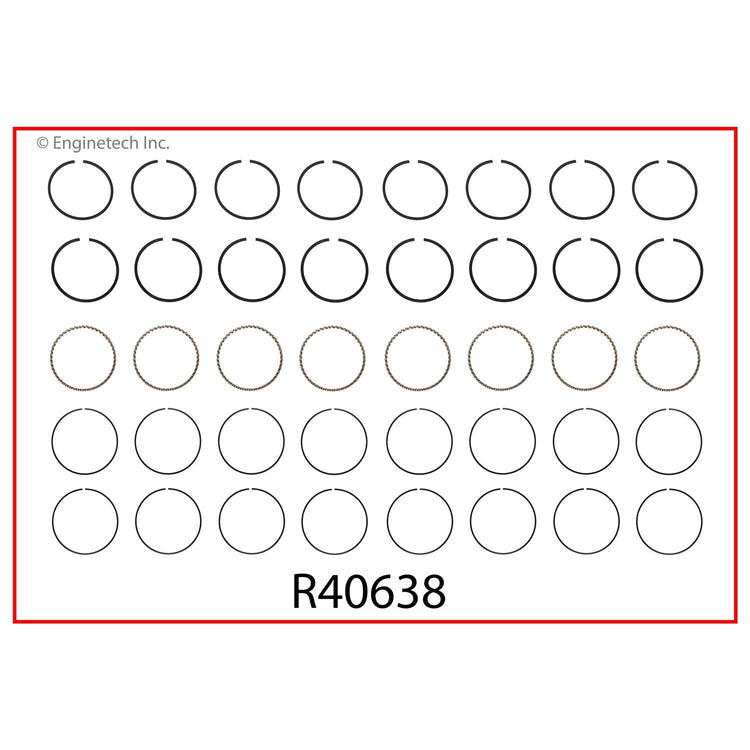 Enginetech R40638-040 Engine Cast Iron Piston Ring Set for Pontiac Models
