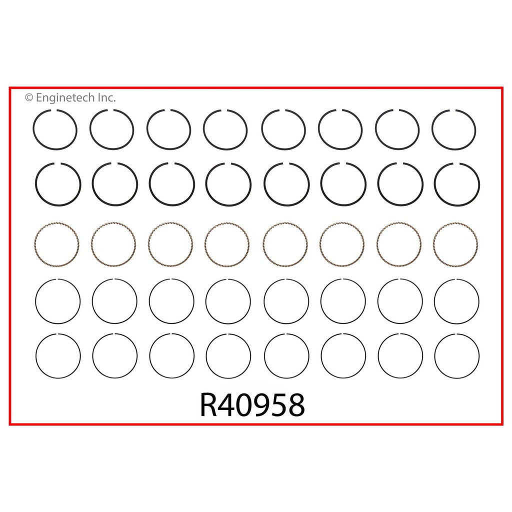 Enginetech R40958-060 Engine Cast Iron Piston Ring Set for Classic Chevrolet Models