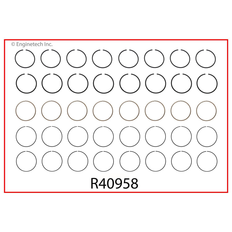 Enginetech R40958-060 Engine Cast Iron Piston Ring Set for Classic Chevrolet Models