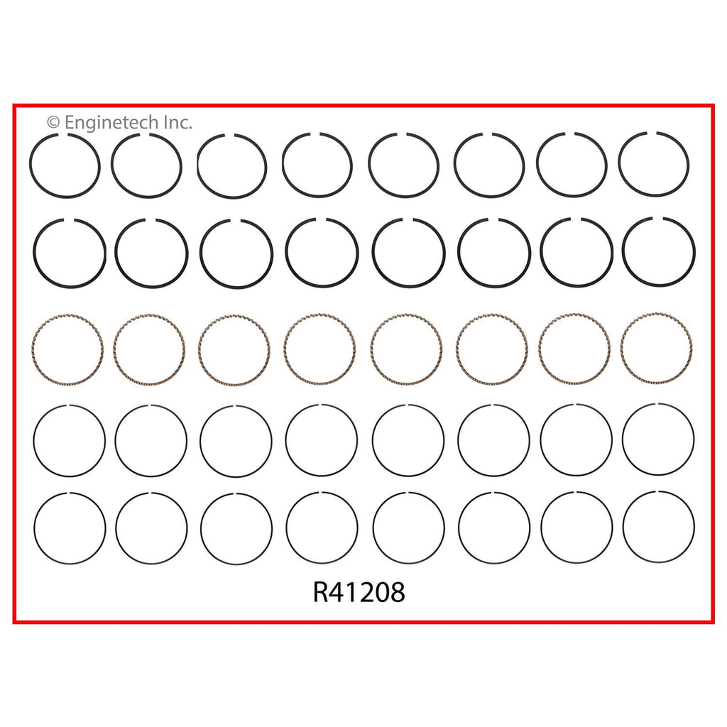 Enginetech R41208-040 Engine Cast Iron Piston Ring Complete Set for Pontiac Vehicles