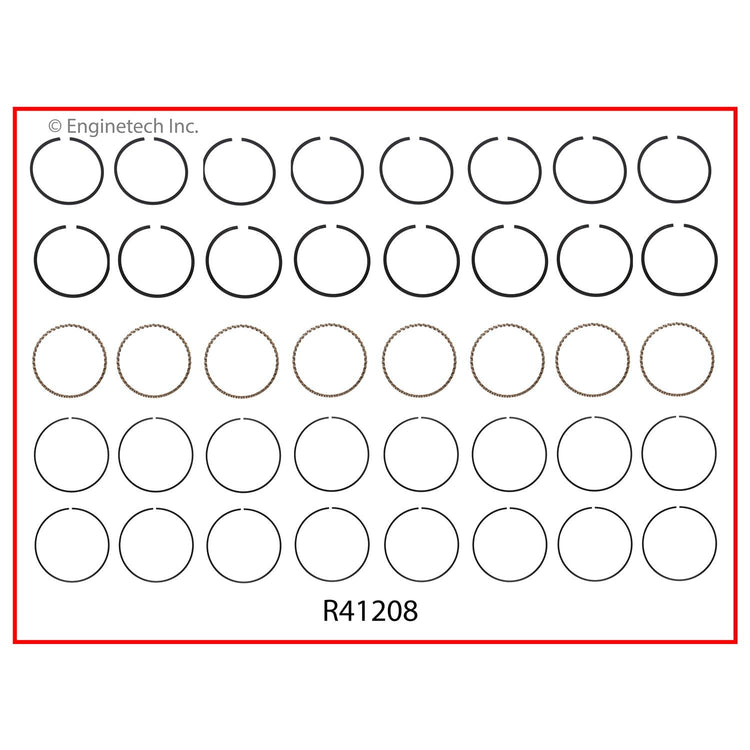 Enginetech R41208-040 Engine Cast Iron Piston Ring Complete Set for Pontiac Vehicles