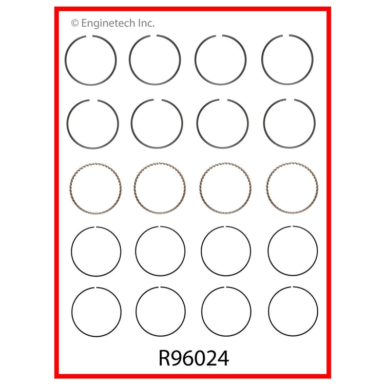 Enginetech R96024-040 Engine Cast Iron Piston Ring Complete Set for Classic Ford and Mercury Models