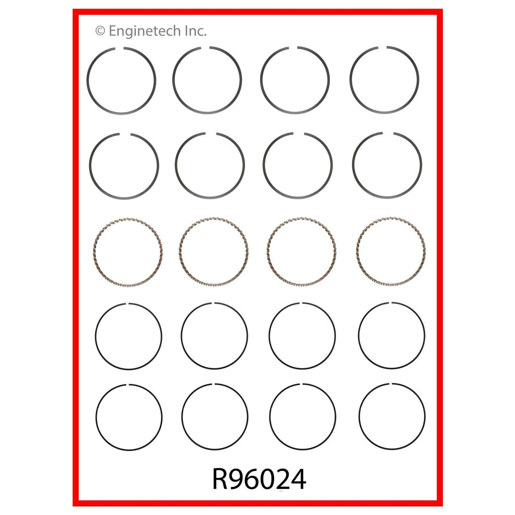 Enginetech R96024-060 Engine Cast Iron Piston Ring Complete Set for Classic Ford and Mercury Models