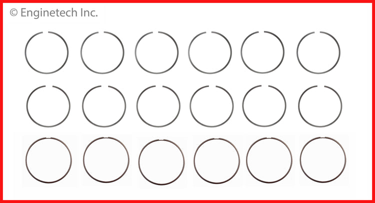 Enginetech R96826-.50 Engine Cast Iron Piston Ring Complete Set for Ford and Mercury Models