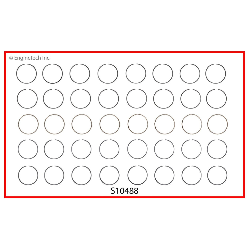 Enginetech S10488-STD Engine Premium Piston Ring Complete Set for Chevrolet Corvette and Camaro