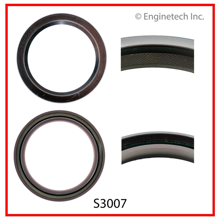 Enginetech S3007 Engine Rear Crankshaft Seal - 1 Piece Offset Lip for Ford, Mercury, Mazda Engines