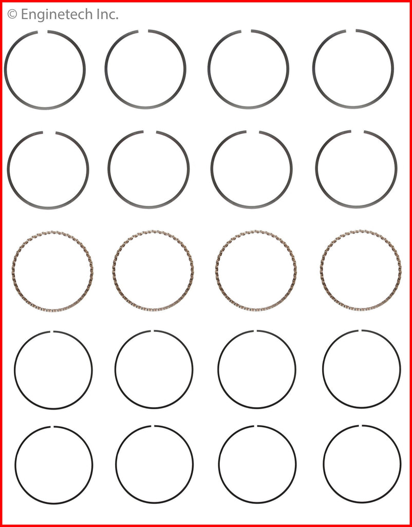 Enginetech S34454-.25 Engine Premium Piston Ring Complete Set for Ford and Lincoln Models