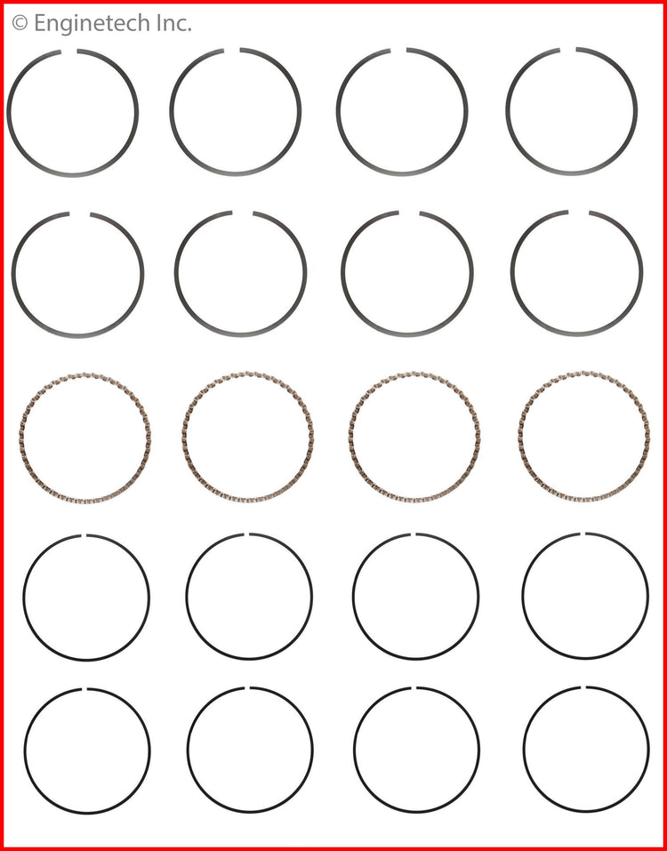 Enginetech S34454-.25 Engine Premium Piston Ring Complete Set for Ford and Lincoln Models