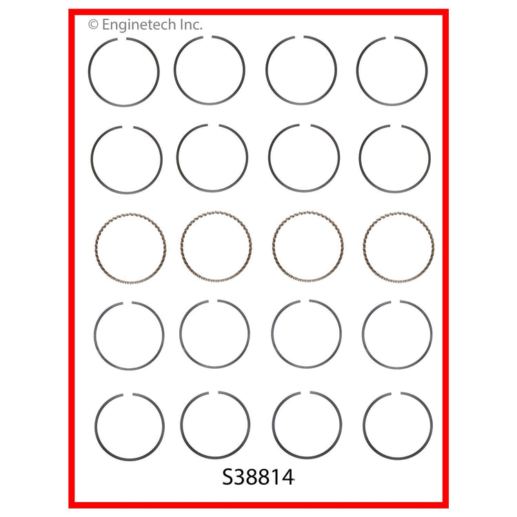 Enginetech S38814-STD Engine Premium Piston Ring Set for Dodge Dakota and Jeep Cherokee