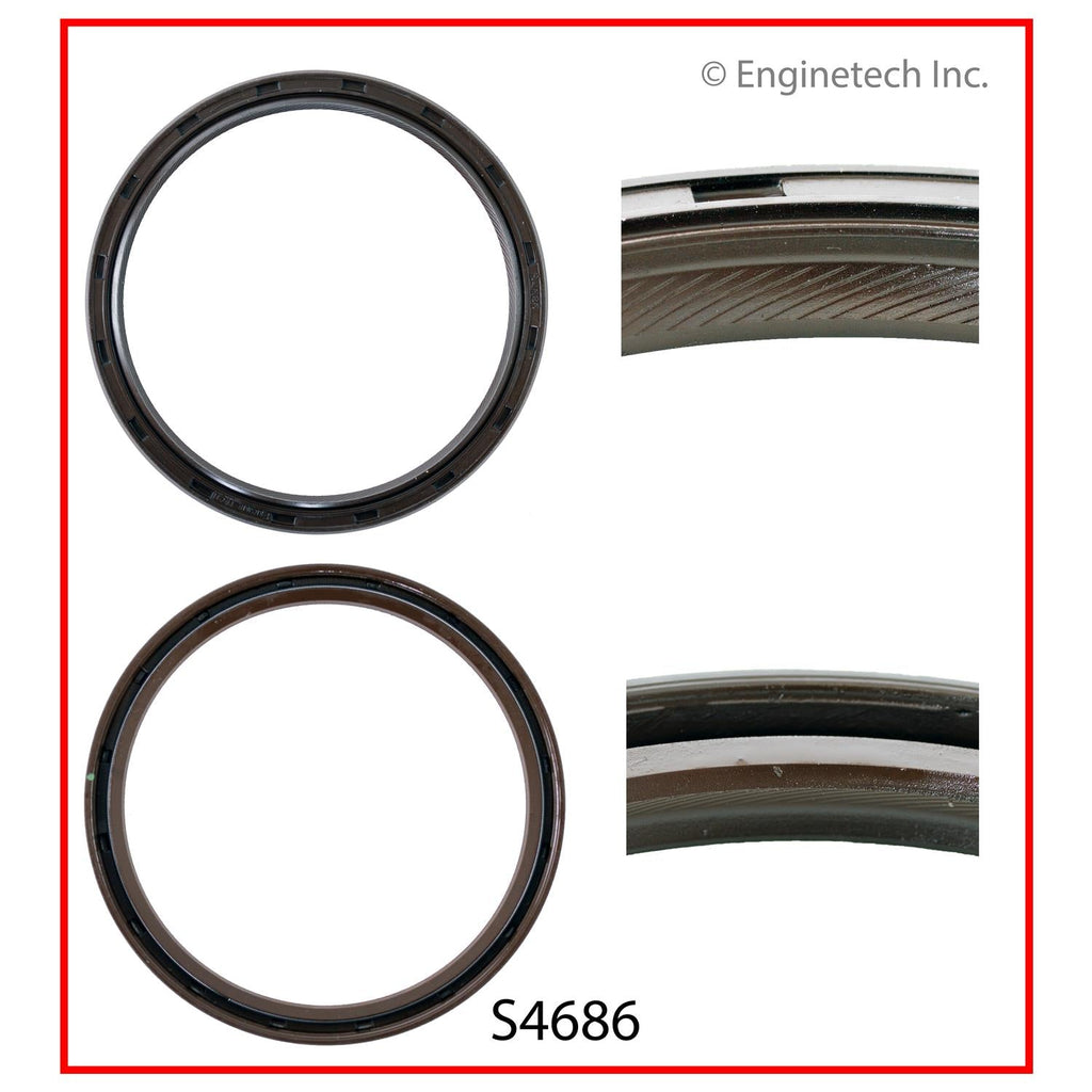 Enginetech S4686 Engine Rear Crankshaft Seal with Viton - Double Lip Rear Main Seal