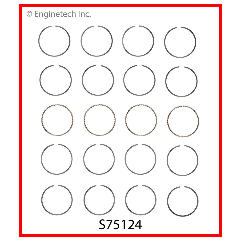 Enginetech S75124-STD Engine Premium Piston Ring Complete Set for Toyota Yaris and Scion xA/xB