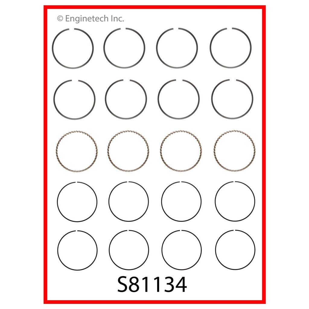Enginetech S81134-.50 Engine Premium Piston Ring Set for Kia Spectra