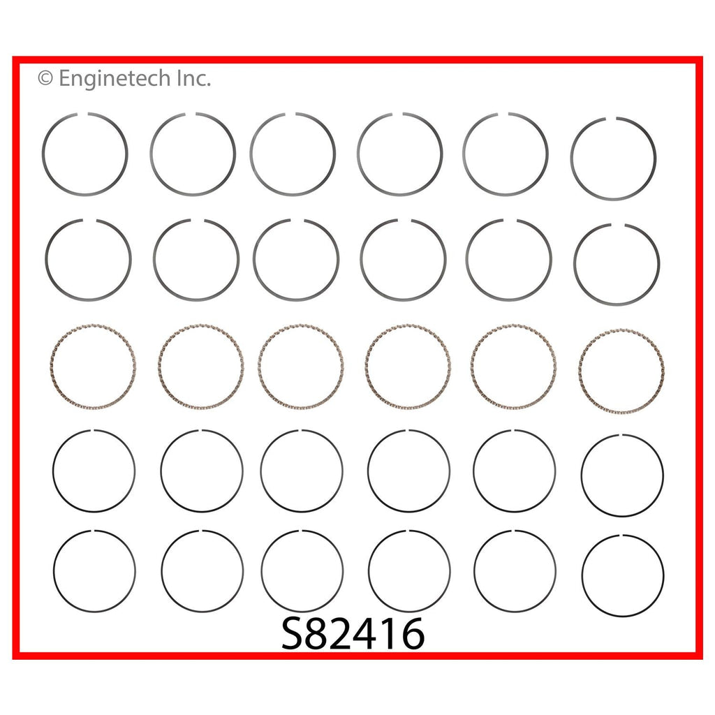 Enginetech S82416-STD Engine Premium Piston Ring Complete Set for Ford and Mercury Vehicles