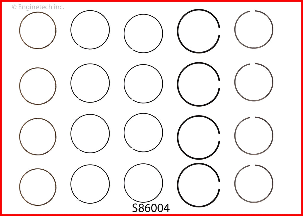 Enginetech S86004-020 Engine Premium Piston Ring Complete Set for Subaru Vehicles