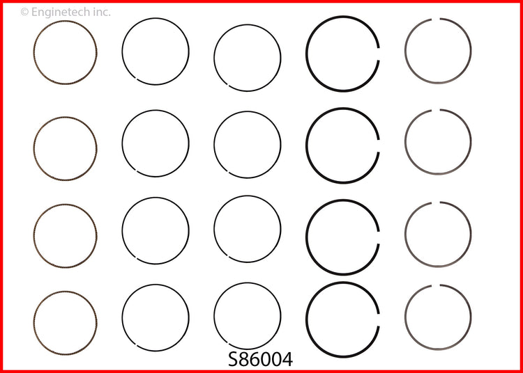 Enginetech S86004-STD Engine Premium Piston Ring Set for Subaru Models