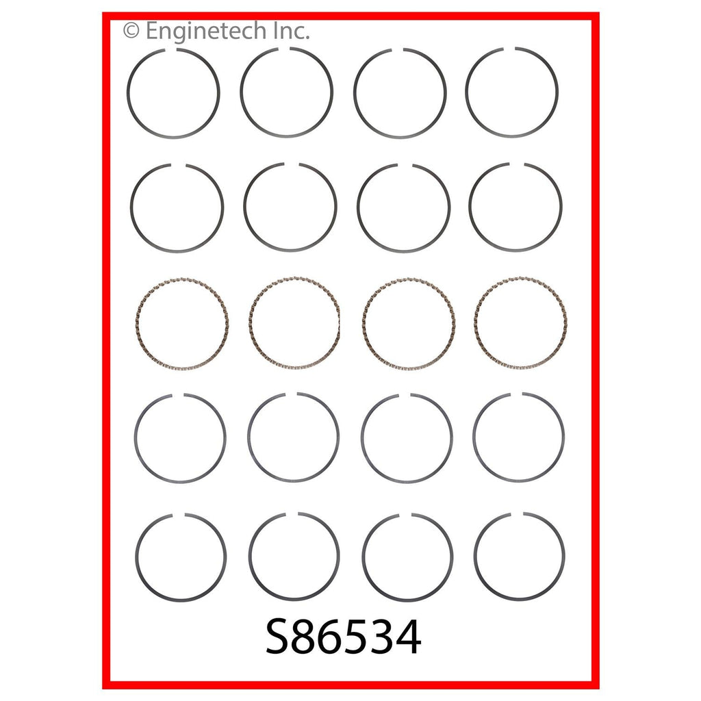 Enginetech S86534-STD Engine Premium Piston Ring Complete Set for Chrysler and Hyundai Vehicles
