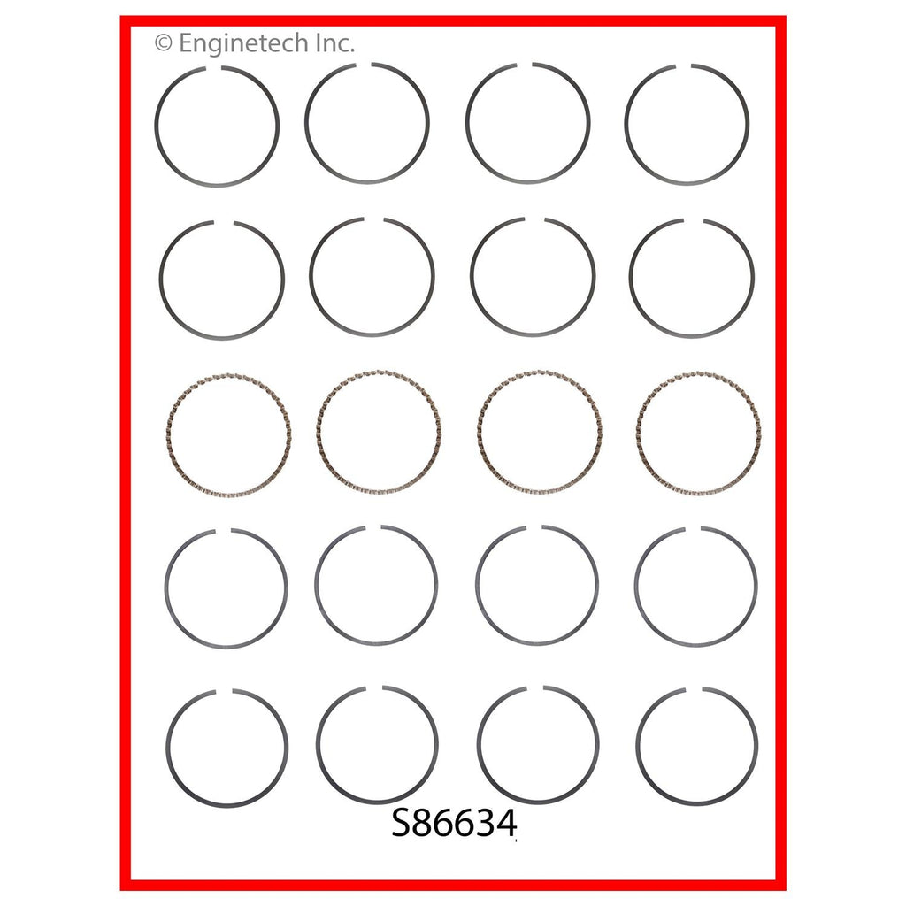 Enginetech S86634-STD Engine Premium Piston Ring Set for Honda and Acura Vehicles