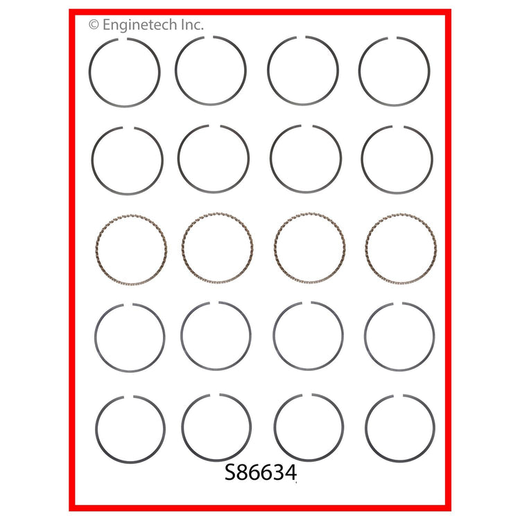 Enginetech S86634-.50 Engine Premium Piston Ring Complete Set for Honda and Acura Models