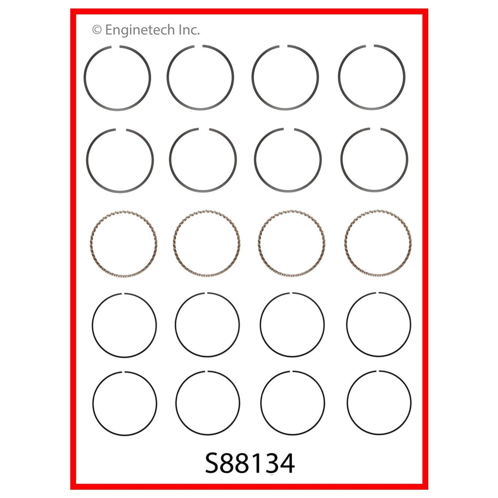 Enginetech S88134-STD Engine Premium Piston Ring Complete Set for Select GM and Saturn Models