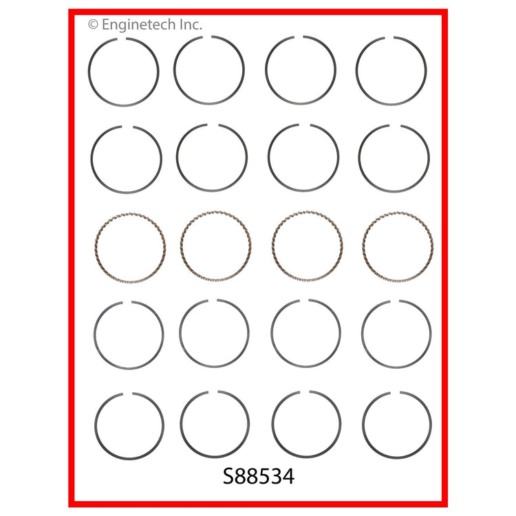 Enginetech S88534-100 Engine Premium Piston Ring Complete Set for Toyota Models