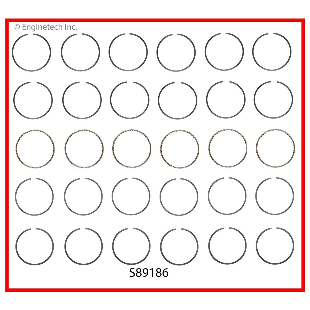 Enginetech S89186-100 Engine Premium Piston Ring Complete Set for Mazda, Buick, Ford, Jaguar Models
