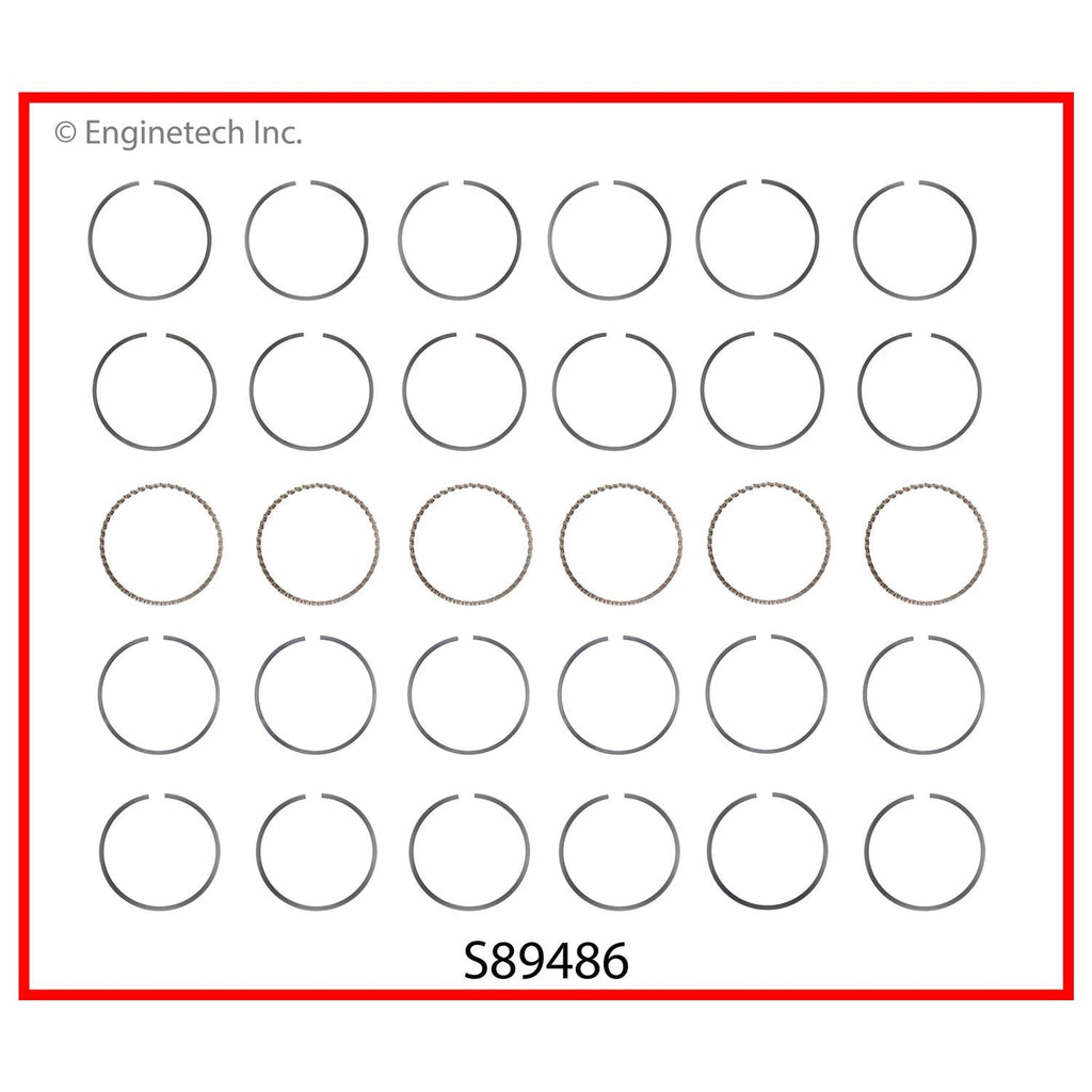 Enginetech S89486-STD Engine Premium Piston Ring Complete Set for Select Ford, Mazda, and Lincoln Models