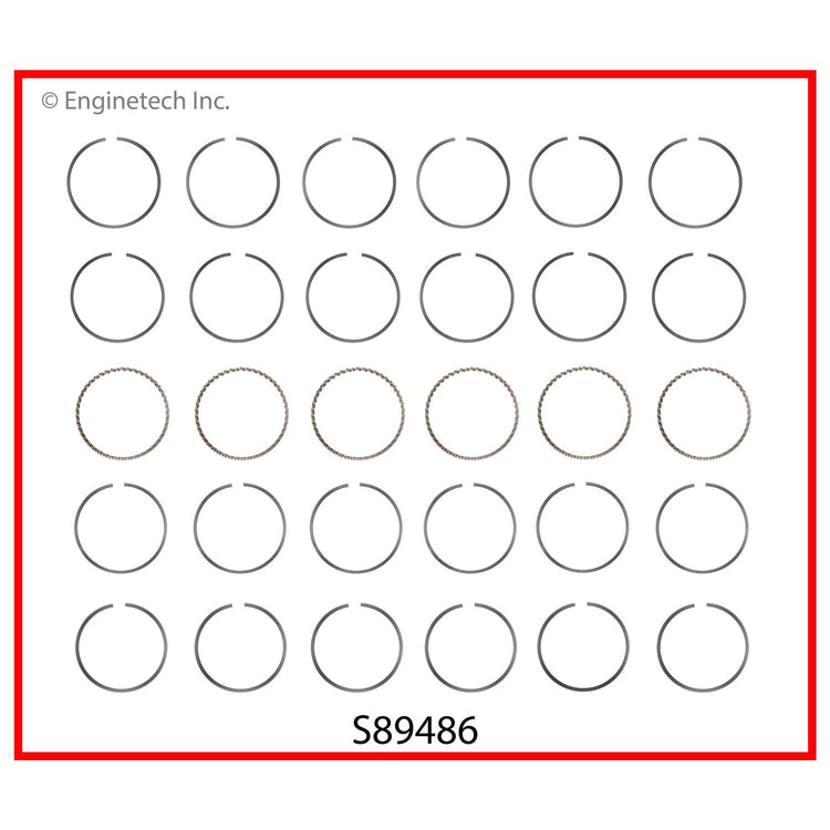 Enginetech S89486-STD Engine Premium Piston Ring Complete Set for Select Ford, Mazda, and Lincoln Models