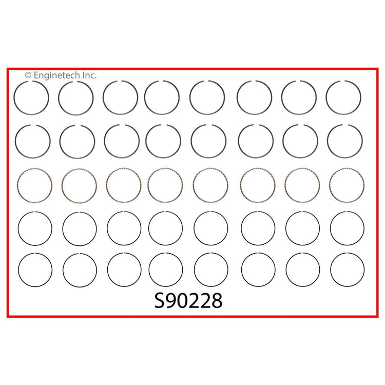 Enginetech S90228-100 Engine Premium Piston Ring Complete Set for Ford and Lincoln Vehicles