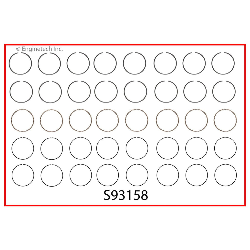Enginetech S93158-100 Engine Premium Piston Ring Complete Set for Ram and Cadillac Models