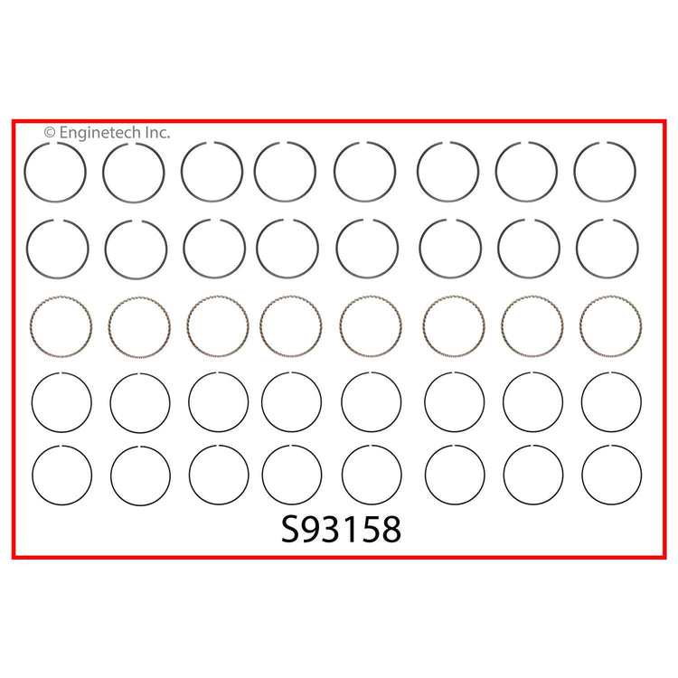 Enginetech S93158-.25 Engine Premium Piston Ring Complete Set for 2004-2013 Vehicles