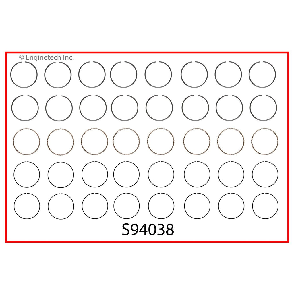 Enginetech S94038-.50 Engine Premium Piston Ring Set for Lexus and Toyota Vehicles