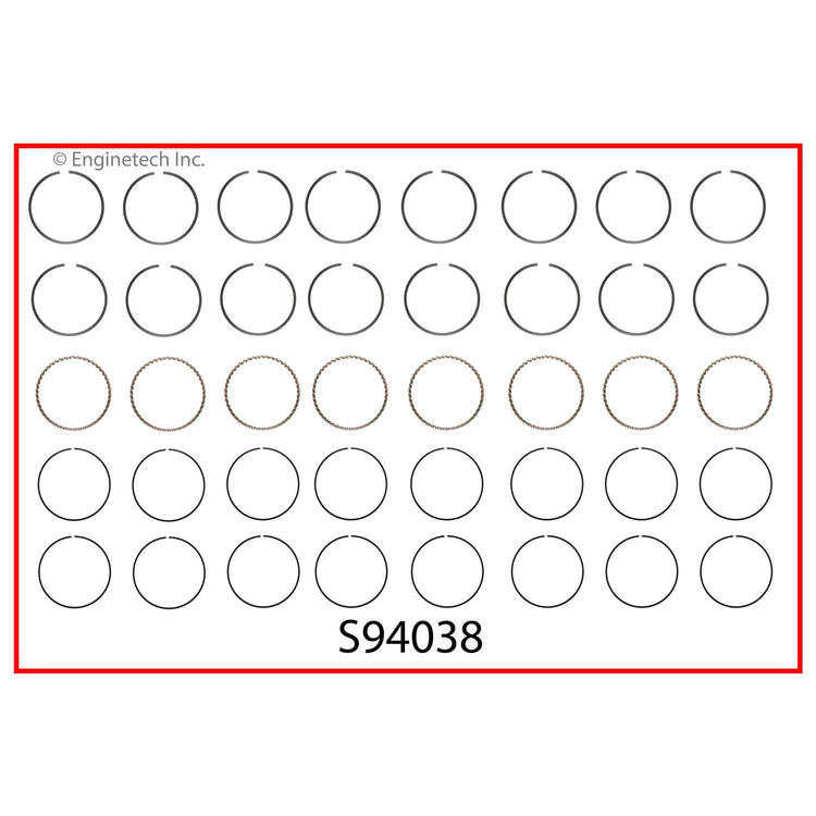 Enginetech S94038-.50 Engine Premium Piston Ring Set for Lexus and Toyota Vehicles