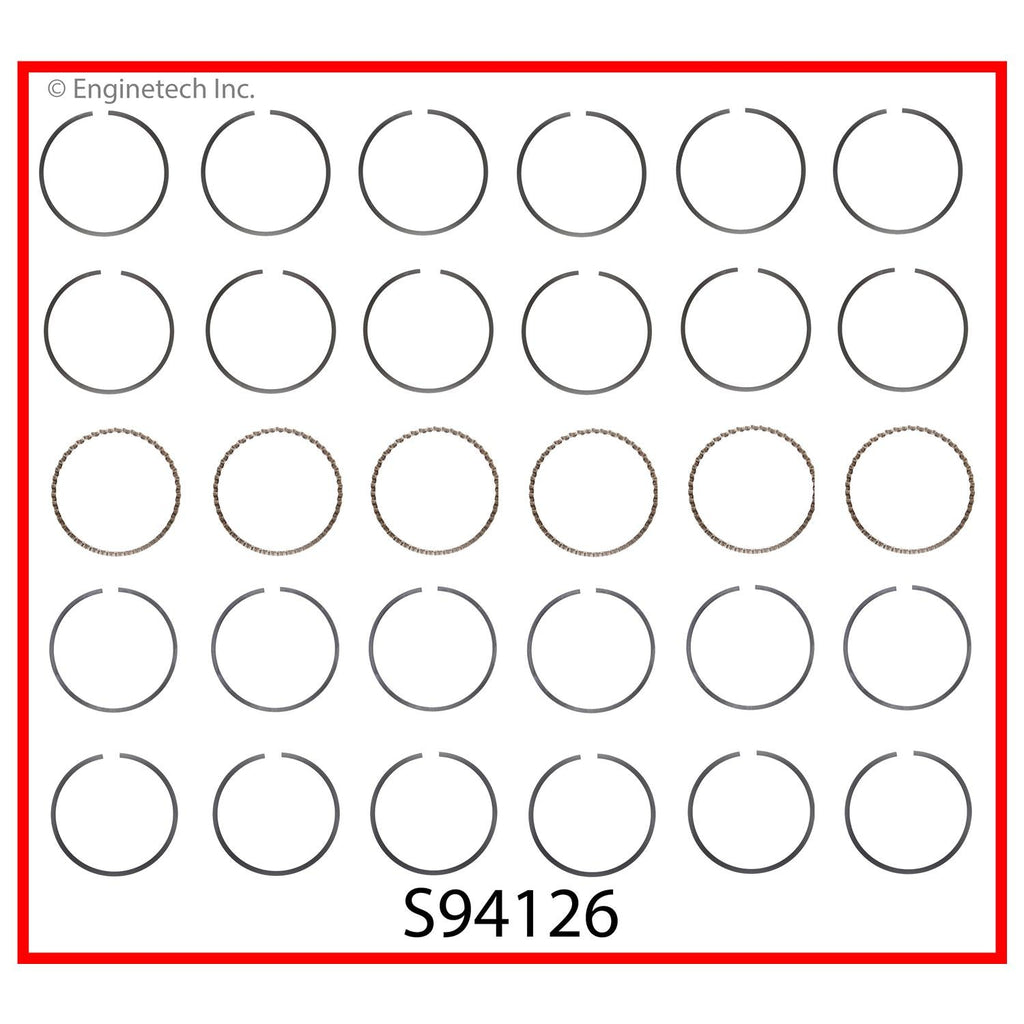 Enginetech S94126-STD Engine Premium Piston Ring Complete Set for Toyota Tacoma, 4Runner, Tundra