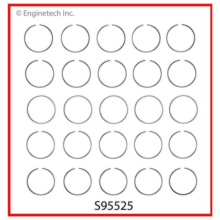 Enginetech S95525-STD Engine Premium Piston Ring Complete Set for Chevy Colorado, GMC Canyon, Hummer H3, and Isuzu i-370